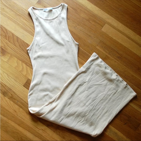 salty Dresses & Skirts - Salty Cream Beige Bodycon Wiggle tank Ribbed Maxi Dress
